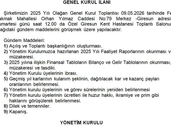 GENEL KURUL İLANI
